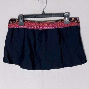 5/$25 Women’s Black Swim Skirt Bikini Bottom W Pink Orange Waist Band XL